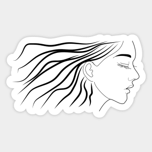 Side Profile of a beautiful long haired woman Sticker